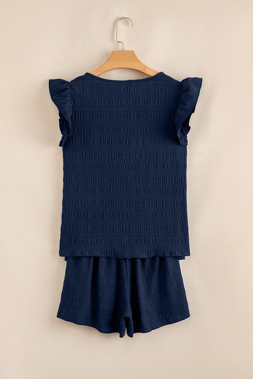 Women's Neck Top & High Waist Shorts Set