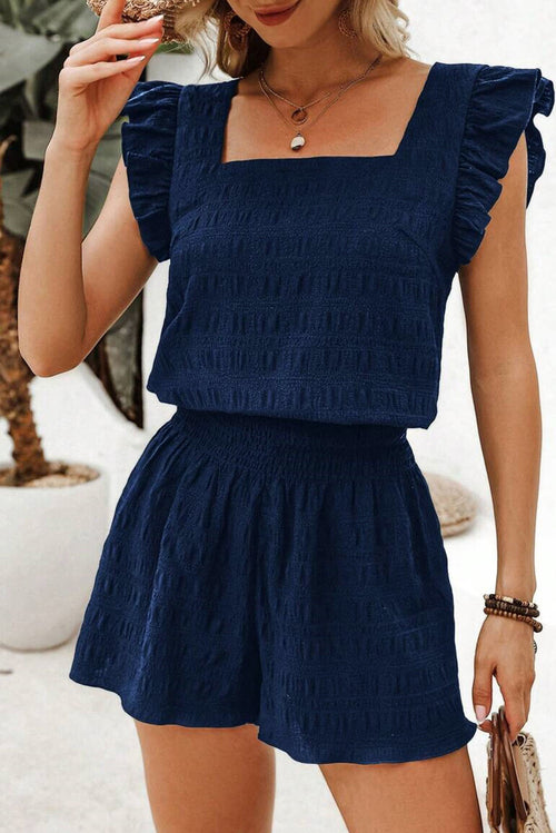 Women's Neck Top & High Waist Shorts Set