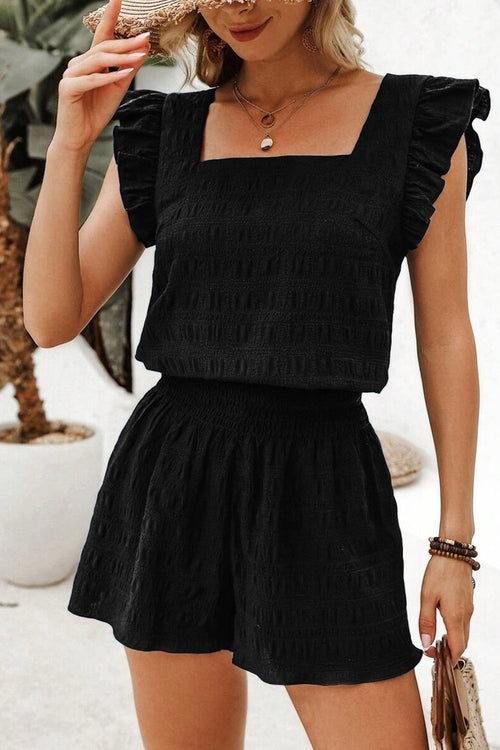 Women's Neck Top & High Waist Shorts Set