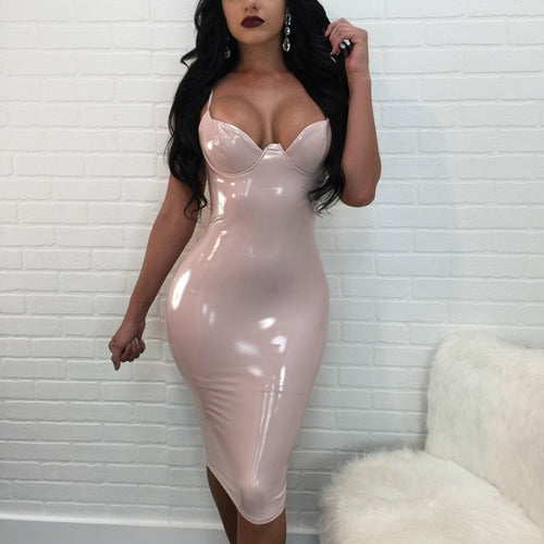 2021 Sexy Women Leather Autumn Winter Vestido High